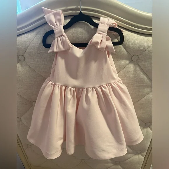 janie and jack satin bow dress JANIE AND JACK SPECIAL OCCASION 18-24 PINK DRESS Satin Bow Tulle